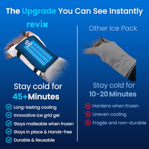 REVIX 45-Min Cooling Full Back Ice Packs, Reusable Gel Ice Wrap for Back - color: Black - With Ice Grid Gel