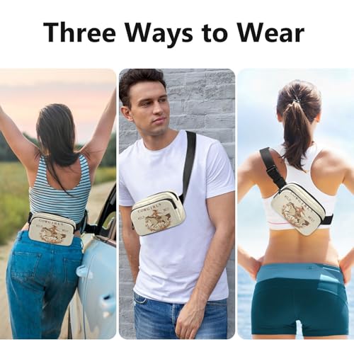 Wild West Rodeo Cowgirl Belt Bag for Women Men Fanny Pack Small Waist Pouch Crossbody Bags for Outdoor Hiking Running Travel - color: Cowgirl