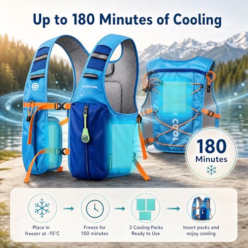 Cooling Vest for Men Women, Hydration Vest for Running Hiking (Blue, One-Size)