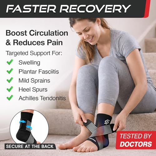 Sleeve Stars Ankle Brace Men & Women Support (Single/S:9"-10"/Black) - color: Black, size: Small