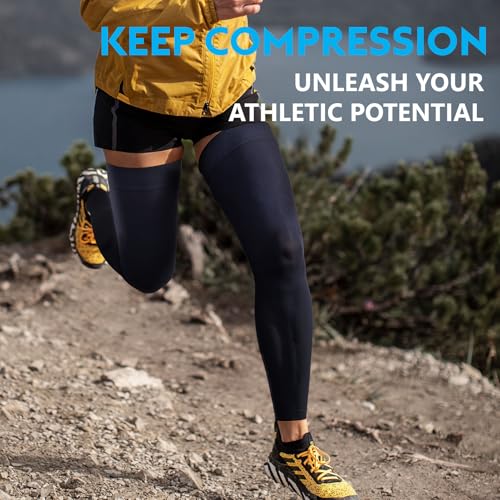 KEKING Full Leg Compression Sleeves, 20-30mmHg Graduated, Unisex, Running - color: Navy Blue, size: Medium
