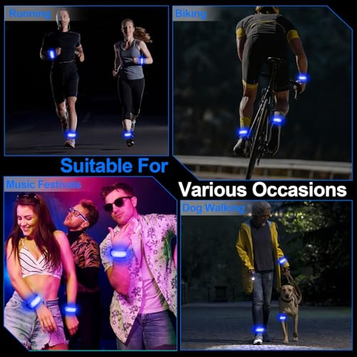 LED Armband Rechargeable, 2Pcs High Visibility Running Gear for Night - color: Blue