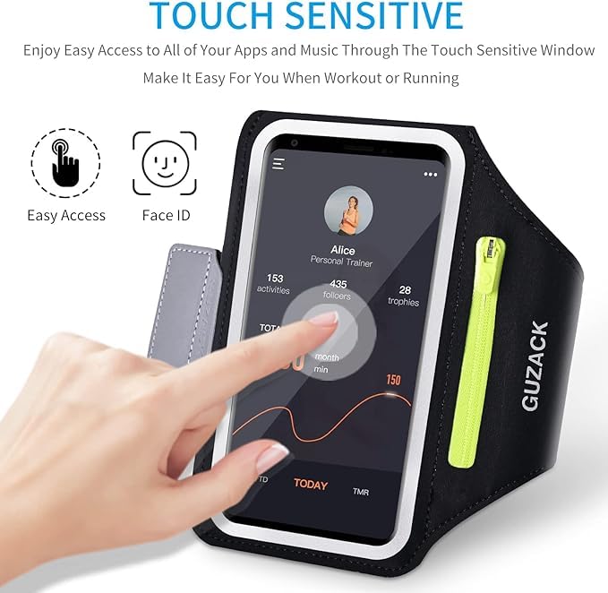 Phone Holder for Running for iPhone 17 16 15 14 13 12 Pro Max/Plus/XR/XS, Galaxy S25/S24/S23/S22, with Card Slot & Key Pockets, Sports Arm Bands Cell Phone Holder Fit Up to 6.9 Inches Phone