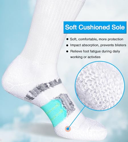 Suaskk Womens Cushioned Breathable Athletic Running Crew Socks 5 Pairs - color: White 5 Pairs, size: 6-9