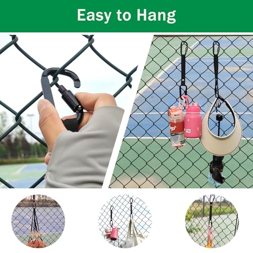 Fence Hooks for Baseball Bag, Softball, Camping, Multifunctional Carabiner Hanging Backpack, Water Bottle (Black) (2)