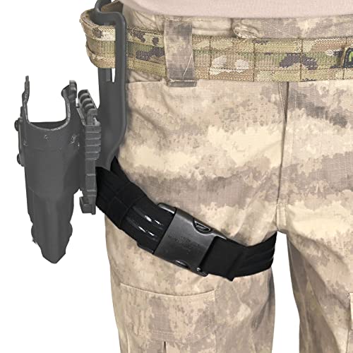 Tactical Leg Strap,Secure Non-Slip Elastic Thigh Strap with Quick-Release Buckle for Drop Leg Holster Platforms and Thigh Rig - color: Black