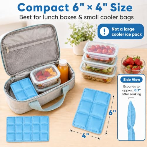 4 Pack Flexible Ice Packs for Lunch Boxes & Coolers, Lightweight - color: Light blue
