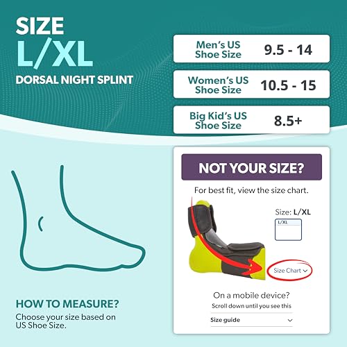 BraceAbility Dorsal Night Splint | Plantar Fasciitis Pain Relief, Foot Drop Brace for Sleeping, and Achilles Tendon Stretcher Boot for Nighttime Ankle Dorsiflexion (L/XL) - size: Large/X-Large (Pack of 1)