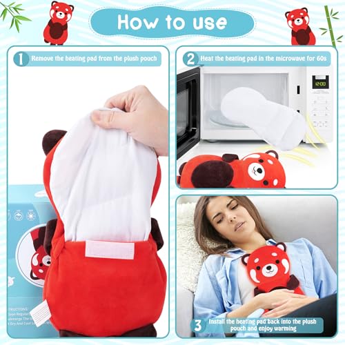 Red Panda Microwave Heating Pad for Period Cramps Pain Relief - style: Red Panda