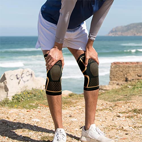 Copper Knee Brace for Men and Women (2 Pack, X-Large) Compression Support - size: X-Large