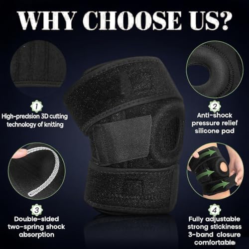 NADUSEP Knee Brace for Men Women, Adjustable Compression Sleeve Wrap Patellar Pad Tendon Knee Support Knee Strap for Running Sport Workout (short)