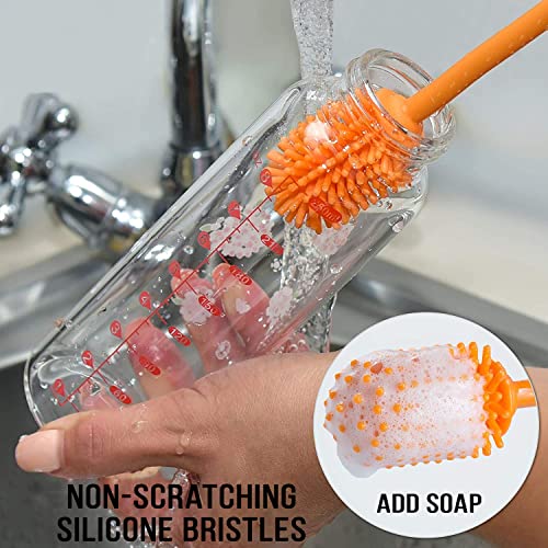 Kitchiny Silicone Bottle Brush 12.5 inch with 2 Straw Cleaners – Orange - color: Orange