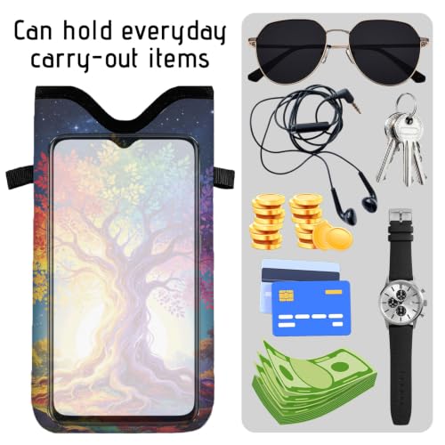 GLOBLELAND Tree of Life Cell Phone Sleeve Pouch Case Bag 7.1×3.9 inch Starry Sky Shockproof Universal Phone Bag with Crossbody Strap Neck Lanyard for Women Men Phone Headphones Watch Multicolor - color: Tree of Life