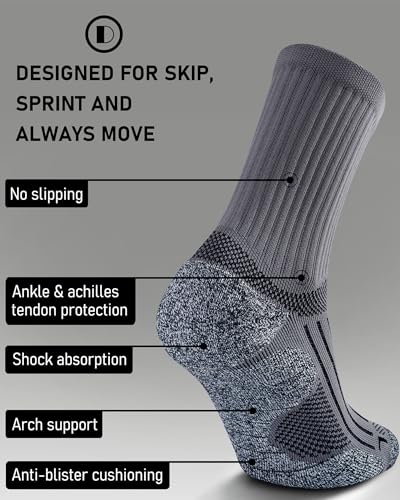 Elite Cushioned Compression Mid-crew Socks 4-Pack for Youth Women Men - color: Gray (4 Pairs), size: Small