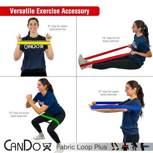 CanDo Fabric Loop Plus, Resistance Exerciser Loops, Set of 3 - size: 8", style: X-Light to Medium Strength