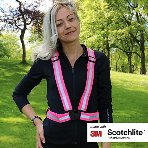 Salzmann Adults Reflective Cross Belt | Hi Vis Adjustable Safety Harness - color: Pink (Adult)