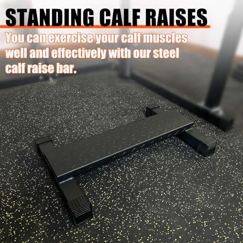 BLUSLM Steel Calf Raise Bar, Standing Machine for Stretching, Squat, Foot Stretch, Anti-Slip Solid Block - color: Black