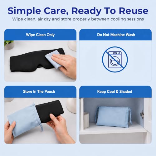 Cooling Gel Eye Mask for Puffy Eyes & Eye Bags, Cold Compress - color: Black
