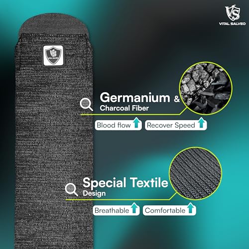 Vital Salveo Germanium Elastic Breathable Calf Wrap – Adjustable Support for Alleviating Muscle Strain and Stiffness – Daily Wear, Sports Support (1 PC)/4"* 61" - size: Calf 4"61"(1PC)