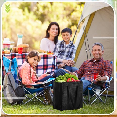 10 Pack Large 18L Insulated Grocery Bag Bulk Zippered, Black - color: Black