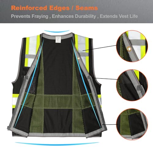 High Visibility Vest for Men Reflective Safety Vest, Black M - color: Black, size: Medium