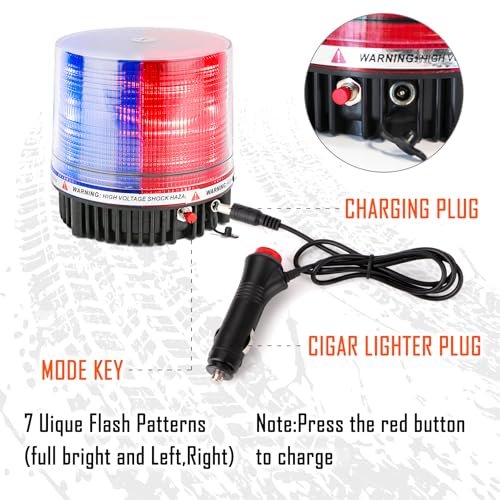 LED Wireless Rotating Beacon Battery Strobe Warning Light Red Blue - color: Red/Blue