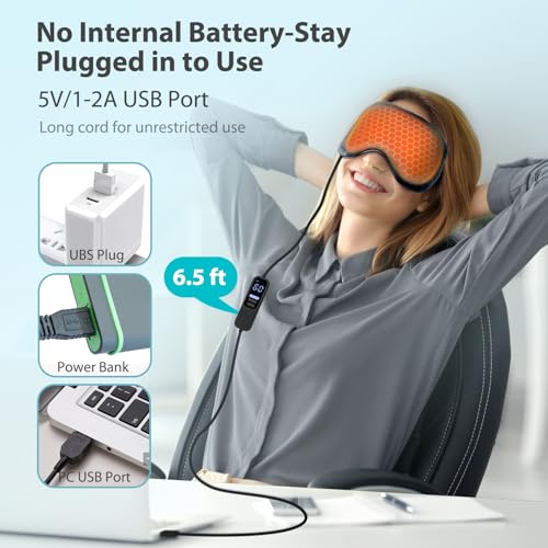 Ezona Heated Eye Mask, Warm Eye Compress Mask for Dry Eyes, Black - color: Black