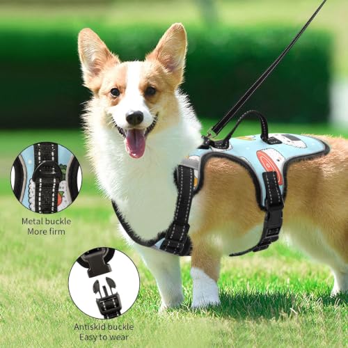 Kawaii Sushi Dog/Cat Harness, Reflective No-Pull Pet Harness with 2 Leash Clips, Fully Adjustable Soft Padded Dog Vest, No-Choke Pet Oxford Vest - color: Kawaii Sushi, size: S