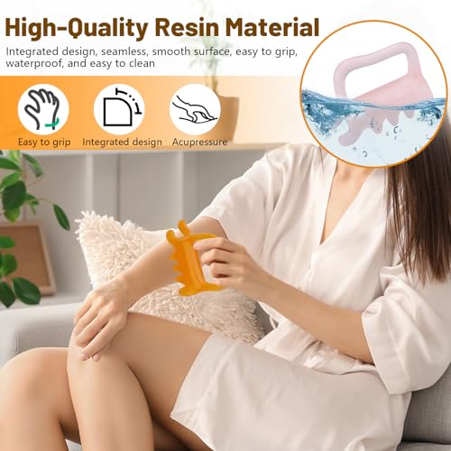 2 Pieces Fascia Massage Tool Blaster for Lymphatic Drainage Myofascial Release Muscle Knots Trigger Points, Handheld Resin Cellulite Massager for Body Tension Relief, Promote Circulation Legs