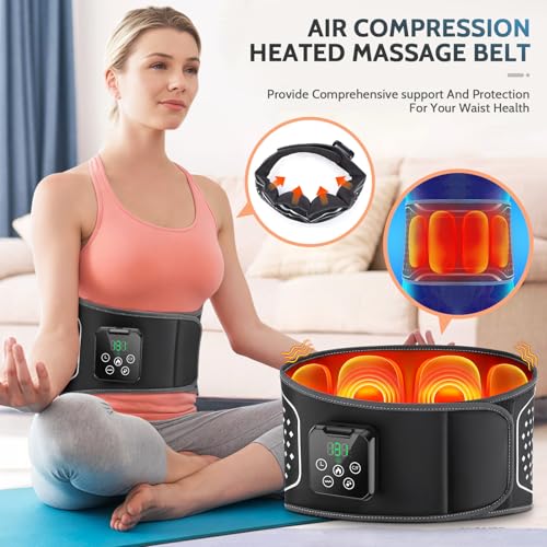 Lower Back Massager with Heat, Cordless Back Heating Pad with 4 Heat Levels 3 Vibration Modes & Air Compression Pain Relief Gifts for Women, Men, Mom & Dad