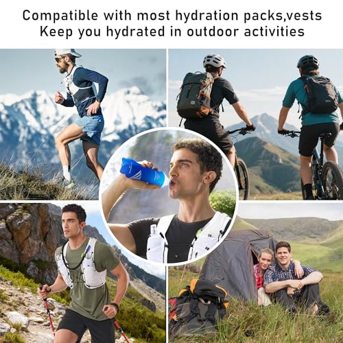 500ml Soft Flask, 2 Pack TPU Collapsible Water Bottle for Running - color: 500ml Blue