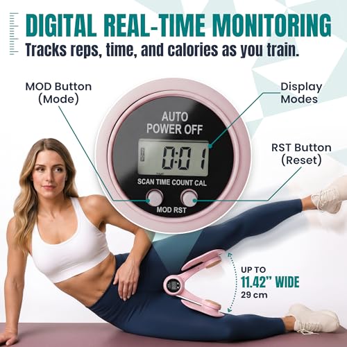 Smart Thigh Master | Rotatable Pelvic Floor Exercise Device for Women and Men with Auto-Counter Display | Inner Thigh Exerciser & Thigh Trainer for Women, Kegel Trainer for Butt & Leg Workouts