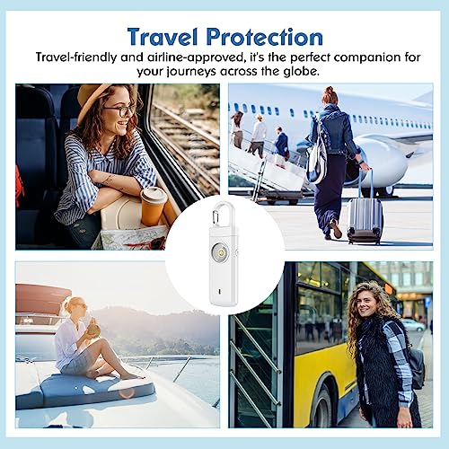 Rechargeable Personal Alarms for Women - Christmas Birthday Gifts for Women, Stocking Stuffers for Teen Girl, Daughter, Safety Keychain Flashlight, Siren Alarm, Travel College Essentials (White) - color: White