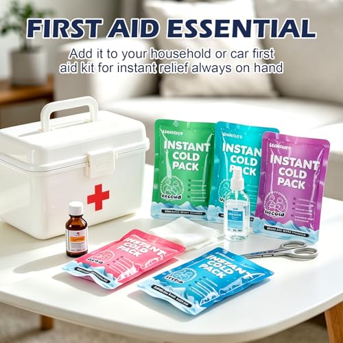 50 Pack Instant Ice Cold Pack 4"×6",5 Colors Disposable Ice Packs - size: 50P