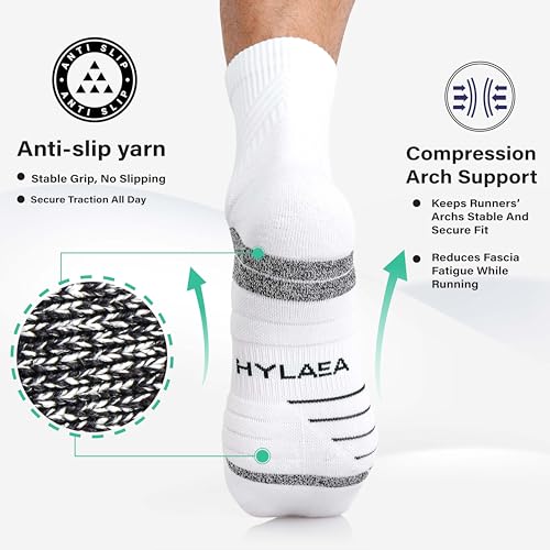 Hylaea Mens Quarter Running Socks for Athletic with Cushion Wicking Coolmax - color: Light Grey Dark Grey Black 3 Pairs, size: X-Large