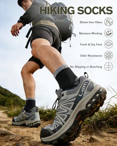 TANSTC Merino Wool Hiking Socks, Moisture Wicking Socks for Men & Women - color: Medium-black (3 Pairs), size: 10-12