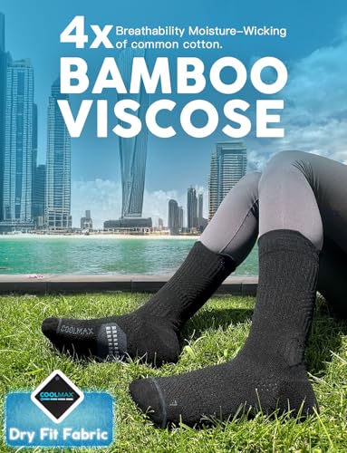 Juclise Women's Compression Crew Running & Hiking Socks, 3 Pairs, Cushioned - color: Classic Black*2+aqua Black*1, size: Small