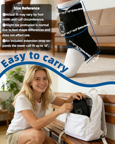Cordless Air Compression Foot & Ankle Massager with Heat & Vibration,1 Pack - color: Black-1pc