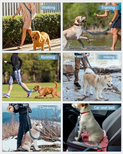 Hands Free Dog Leash, Multifunctional Crossbody Dog Leash - color: InkBlue, size: Large-5.9-9.5ft