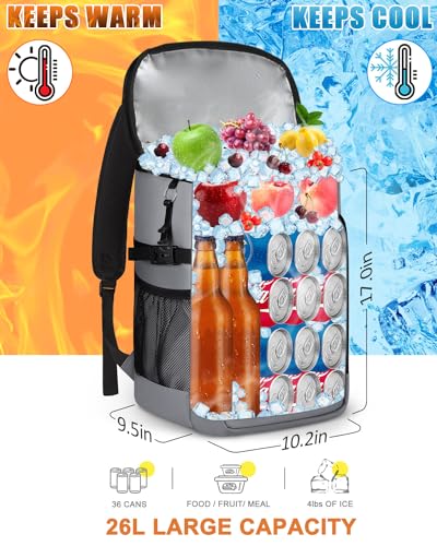 Capolo Cooler Backpack Insulated Leak Proof for Women Men Soft Cooler Bag - color: Leather Gray, size: 36 Cans