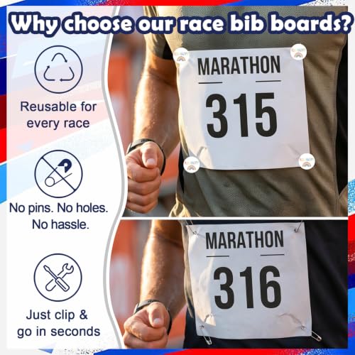 Funny Bib Boards for Runners, 12 Pcs Race Clips Set - color: Rainbow Run Happy