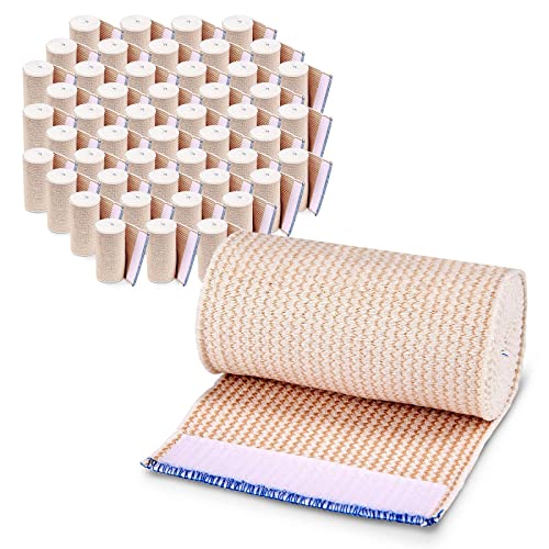 Premium Elastic Bandage Wrap (4” Wide, 50 Pack) - Nexskin Latex Free Athletic/Medical Compression Bandages Hook & Loop Fasteners at Both Ends - Lifetime Washable & Reusable Bandages - size: 50 Pack
