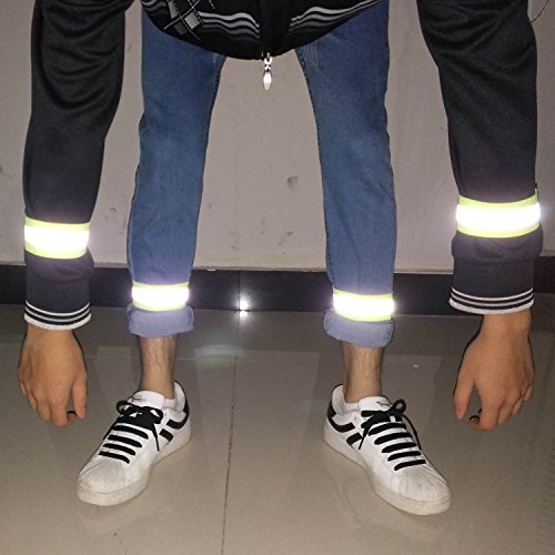 High Visibility Reflective Night Running Walking Elastic Strap Wristbands Ankle Bands Armbands Safety for Cycling Walking Running Camping Sports-Fits Women, Men & Kids - color: 1 Pairs / 2 Bands