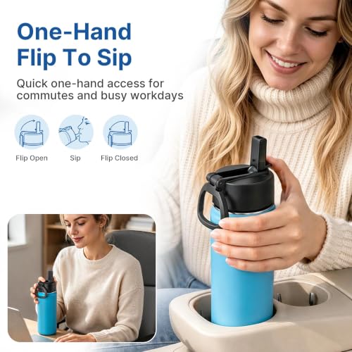Straw Lid for Thermoflask, Takeya, Simple Modern Wide Mouth 12-64oz Bottle - color: 2pack