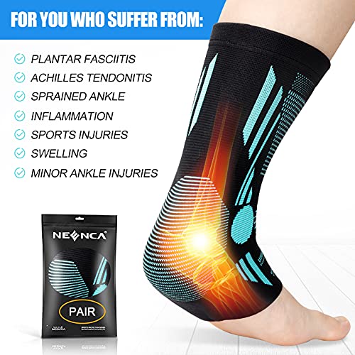 NEENCA Foot & Ankle Brace Socks for Sprained-Ankle Compression Sleeves Set - color: Blue, size: Medium