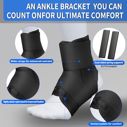 Ankle Guards，Ankle Brace for Sprained Ankle,Lace Up Adjustabe Ankle Brace with Side Stabilizers,Ankle Braces for Men & Women,Foot Ankle Support Splint,Left & Right,Sports Athletic Soccer Basketball Running - size: Medium