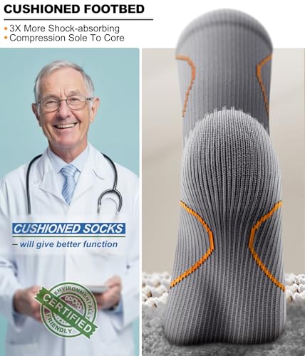 KEMISANT Women Cushioned Compression Knee High Sports Recovery Socks 3Pack - color: 3pairs-gray8294, size: Small-Medium