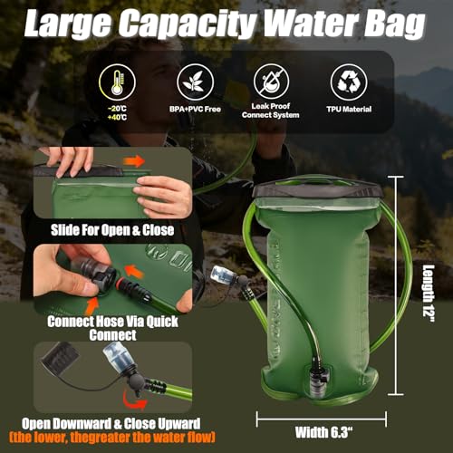 Running Vest with 2L Leakproof Water Bladder, Chest Pack for Hunting with Insulated Compartment for Men & Women Running, Cycling, Camping, Hiking, Skiing