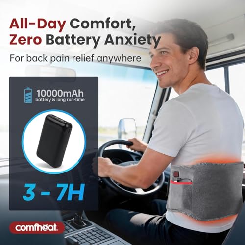 10000mAh Cordless Heating Pad for Back, Portable Rechargeable