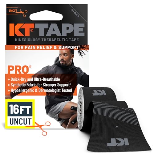 KT Tape, Pro Synthetic Kinesiology Athletic Tape, 16’ Uncut Roll - color: Jet Black